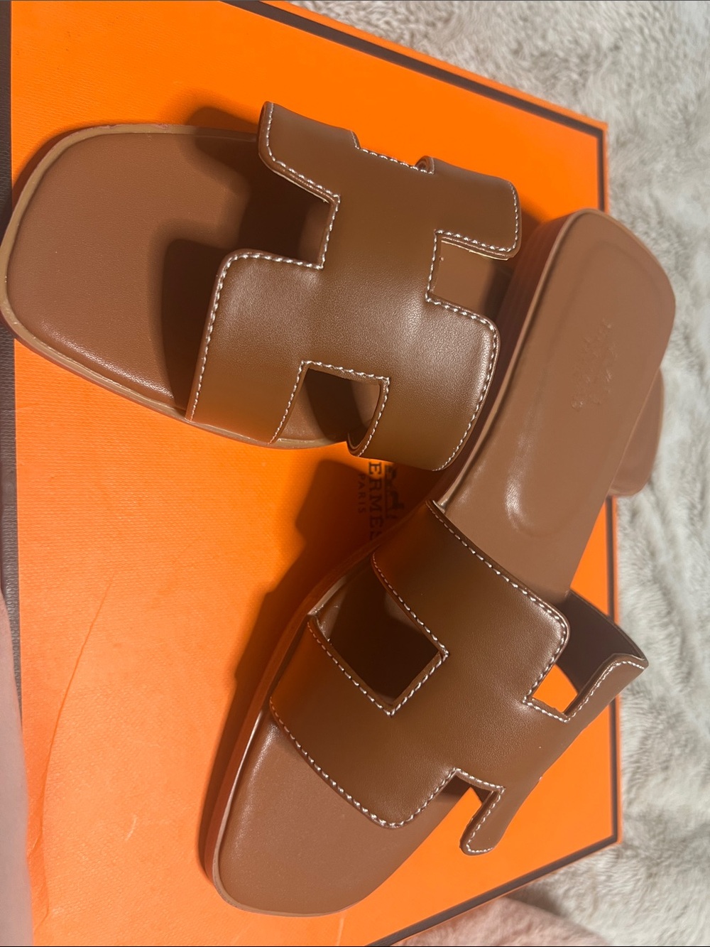 Hermes Brown Slide Sandals - Women's - Picture 2 of 3